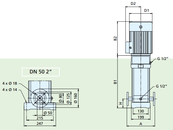 Габаритные размеры насоса