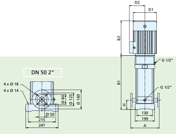 Габаритные размеры насоса