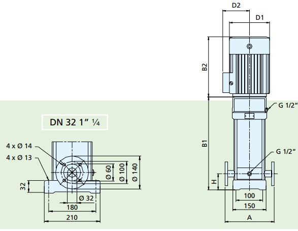 Габаритные размеры насоса