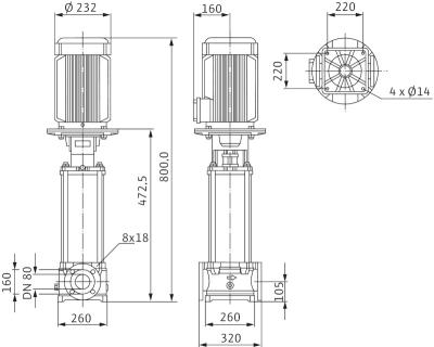Габаритные размеры Pedrollo MVI